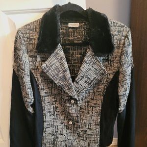 Dress jacket, size 12, tweed look with black accent.